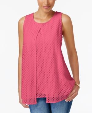 Charter Club Lace Split-front Top, Created For Macy's
