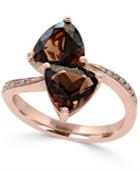Effy Smoky Quartz (3-3/8 Ct. T.w.) And Diamond Accent Bypass Ring In 14k Rose Gold