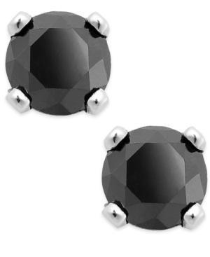 Black Diamond Round Stud Earrings In 10k White Gold (1/4 Ct. T.w.)