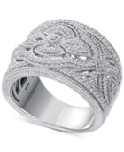 Diamond (1/3 Ct. T.w.) Braided Wide Band Ring In Sterling Silver