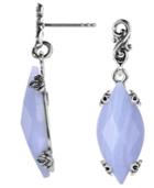 Carolyn Pollack Blue Lace Agate Earrings In Sterling Silver