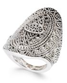 Silver-tone Textured Metalworked Ring