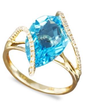 Gemma By Effy Blue Topaz (5-7/8 Ct. T.w.) And Diamond (1/5 Ct. T.w.) Wrap In 14k Gold