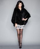 The Fur Vault Hooded Knitted Mink Fur Poncho