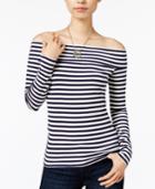 Maison Jules Striped Off-the-shoulder Top, Created For Macy's