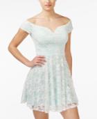 B Darlin Juniors' Off-the-shoulder Lace Fit & Flare Dress