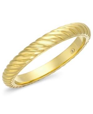 Signature Gold™ 14k Gold Bracelet, Bold Ribbed Slip-on Bangle