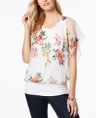 Jm Collection Sheer Embroidered Top, Created For Macy's