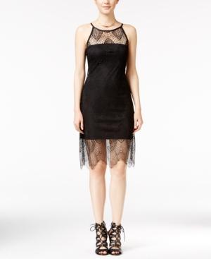 Jump Juniors' Illusion-lace Halter Bodycon Dress