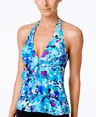 Swim Solutions Under A Spell Printed Ruffled Tankini Top Women's Swimsuit