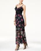 Shift Juniors' Ruffled Velvet-trim Maxi Dress, Created For Macy's