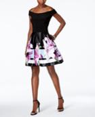 Xscape Off-the-shoulder Floral-print Fit & Flare Dress