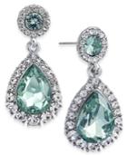 Charter Club Silver-tone Pave & Colored Crystal Drop Earrings, Created For Macy's