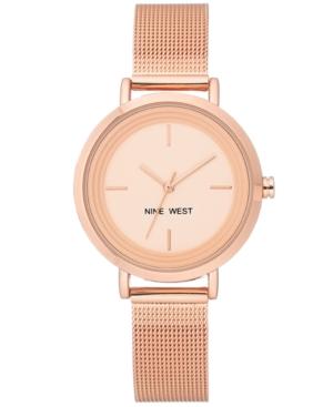 Nine West Women's Rose Gold-tone Stainless Steel Mesh Bracelet Watch 34mm