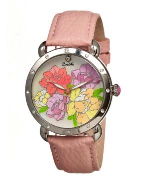 Bertha Quartz Angela Collection Silver And Coral Leather Watch 38mm