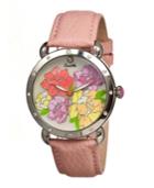 Bertha Quartz Angela Collection Silver And Coral Leather Watch 38mm