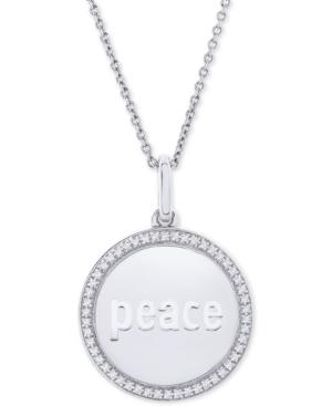 Diamond Peace Disc 22 Pendant Necklace (1/10 Ct. T.w.) In Sterling Silver