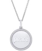 Diamond Peace Disc 22 Pendant Necklace (1/10 Ct. T.w.) In Sterling Silver