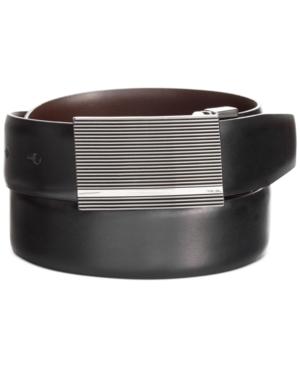 Perry Ellis Reverisble Feather-edge Plaque-buckle Belt