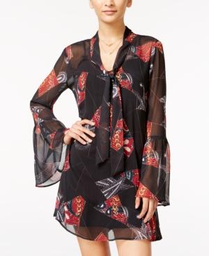 In Awe Of You By Awesomeness Tv Juniors' Sheer Bell-sleeve Shift Dress
