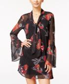 In Awe Of You By Awesomeness Tv Juniors' Sheer Bell-sleeve Shift Dress