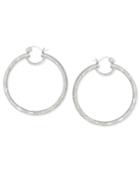 Sis By Simone I Smith Platinum Over Sterling Silver Earrings, Laser And Diamond-cut Extra Large Hoop Earrings