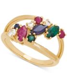 Multi-gemstone Cluster Ring (1-1/2 Ct. T.w.) In 14k Gold