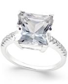 White Topaz (5-1/2 Ct. T.w.) And Diamond (1/10 Ct. T.w.) Ring In 14k White Gold
