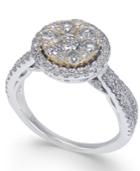 Diamond Halo Cluster Engagement Ring (1-1/4 Ct. T.w.) In 14k Gold & White Gold