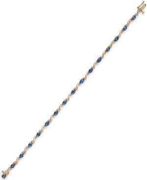 Sapphire (3-1/4 Ct. T.w.) And Diamond Accent Bracelet In 14k Gold