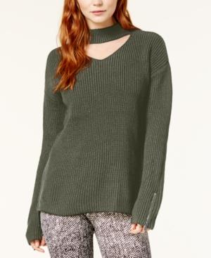 Bar Iii Zip-cuff Choker-neck Sweater, Created For Macy's