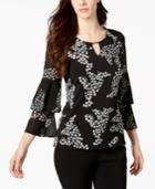 Jm Collection Tiered-sleeve Mesh Top, Created For Macy's