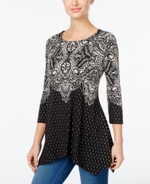 Jm Collection Petite Mixed-print Top, Only At Macy's