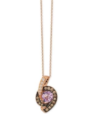 Le Vian Chocolatier Pink Amethyst (3/4 Ct. T.w.) And Diamond (1/4 Ct. T.w.) Pendant Necklace In 14k Rose Gold