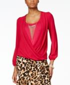 Thalia Sodi Faux-wrap Blouson Top, Only At Macy's