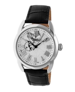 Heritor Automatic Marcus Silver & White Leather Watches 43mm