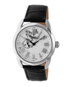 Heritor Automatic Marcus Silver & White Leather Watches 43mm