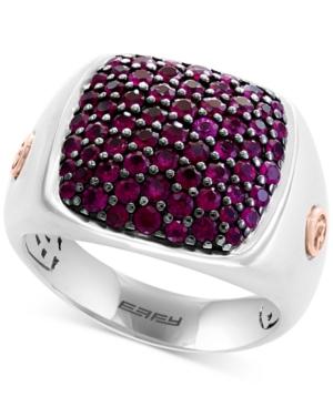Effy Men's Ruby Ring (1-3/4 Ct. T.w.) In Sterling Silver & 14k Rose Gold