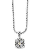 Effy Diamond Square 18 Pendant Necklace (1/8 Ct. T.w.) In Sterling Silver & 18k Gold