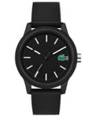 Lacoste Men's 12.12 Black Silicone Strap Watch 42mm