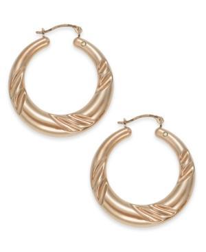 Signature Gold 14k Rose Gold Earrings, Graduated Swirl Hoop Earrings