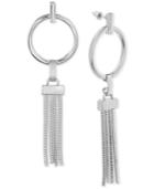 Steve Madden Hoop & Chain Tassel Drop Earrings