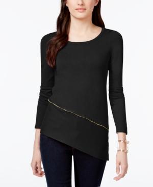 Inc International Concepts Asymmetrical Zipper-trim Sweater, Only At Macy's