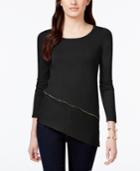 Inc International Concepts Asymmetrical Zipper-trim Sweater, Only At Macy's