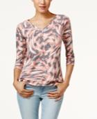 Calvin Klein Jeans Printed Long-sleeve V-neck Slub Tee