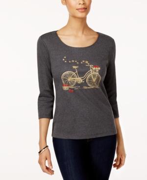Karen Scott Cotton Apple Picking Graphic T-shirt, Only At Macy's