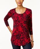 Jm Collection Petite Printed Shirttail Top, Only At Macy's