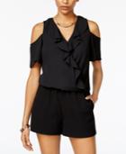 Bcx Juniors' Ruffled Cold-shoulder Romper