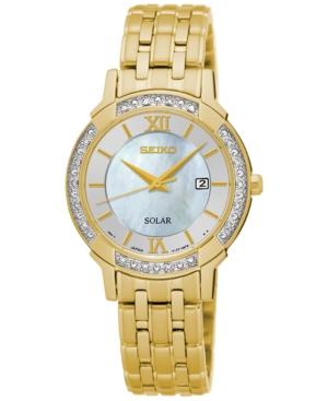 Seiko Women's Solar Sport Diamond Accent Gold-tone Stainless Steel Bracelet Watch 29mm Sut280
