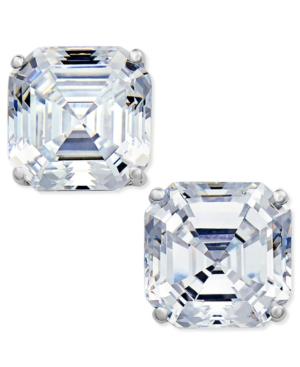 Arabella Swarovski Zirconia Asscher Stud Earrings In 14k White Gold, Created For Macy's